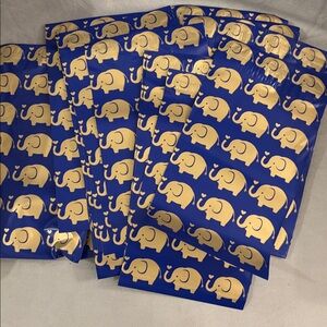 20 6x9  Blue Gold Elephant Print Polymailer